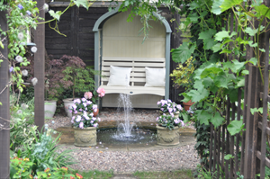 Looking through the pergola at the formal pond.